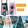 thumbnail image 3 of Double Space Waterproof Phone Pouch [2-Pack], Takfox Dual Large Cellphone Dry Bag Case for Samsung Galaxy S23 Ultra S22 S21 A14 A13 A03S A15 iPhone 14 Pro Max 13 XR Fit All Phones Up to 7"-Black/Pink, 3 of 10