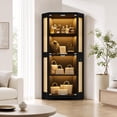 thumbnail image 6 of Glass Display Cabinet, 4-Tier Curio Cabinets with 3 Color Lights, Corner Curio Cabinets for Collectibles/Toys/Books, Storage Cabinets with Human Body Sensor & Charging Ports for Living Room, 6 of 8