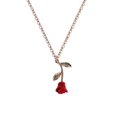thumbnail image 1 of Colliers pour Femmes en Trois Dimensions Goutte d'Huile Rouge Rose Pendentif Collier pour les Femmes Bijoux, 1 of 5