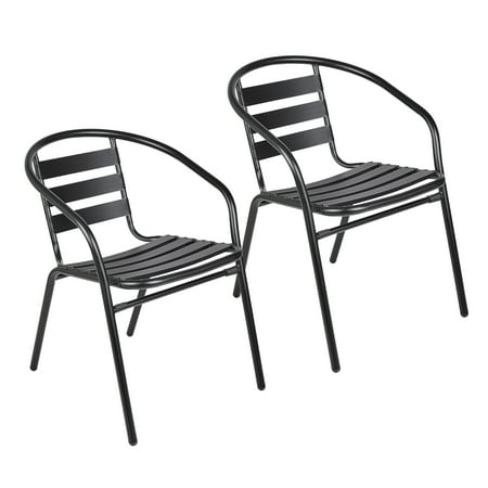 Restaurant Patio Furniture Chicago Porthos Home Indoor-Outdoor Metal Restaurant Stack Chair with Triple Slat Back, Patio Furniture Set of 2 ()