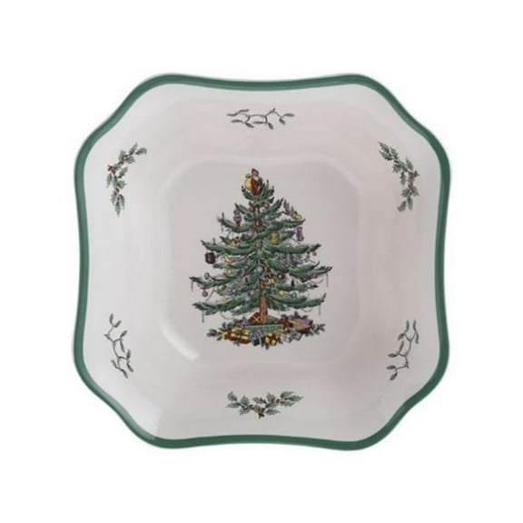 Spode Christmas Tree Square Salad Bowl, Multicolored
