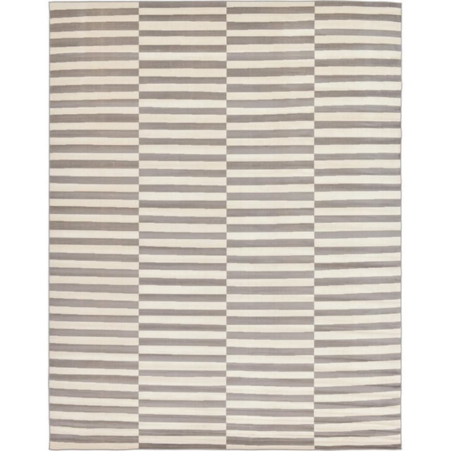 Unique Loom Tapis à Rayures Alternées Williamsburg 10' x 13' Rectangle Gris/beige