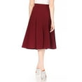 thumbnail image 4 of Women's Solid Flared Lightweight Elastic High Waist Midi A-line Skirt, 4 of 7