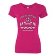 thumbnail image 2 of Wild Bobby, Life Is Better At The Lake, Women Slim Fit Junior Tee, Raspberry, Medium, 2 of 4