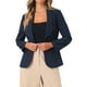thumbnail image 1 of CHAQUETA BLAZER DE OFICINA PARA MUJERES INSPIRADA EN CHIC, CON SOLAPA, MANGAS LARGAS Y BOLSILLOS, TAMAÑO S, AZUL OSCURO, 1 of 6