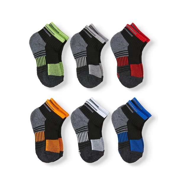 Athletic Works Athletic Works Boys' SL Ankle Socks, 6 Pack Walmart