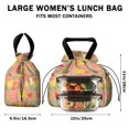 thumbnail image 5 of Pioneer Flower Floral Print Pattern Drawstring Lunch Bag Women - Drawstring Lunch Bag Insulated for Work Office - Stain-Resistant Large Lunchbags for Women with Multi-Pockets, 5 of 6