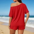 thumbnail image 6 of Bovxnpu Women 2 Piece Loungewear Set Beach Vacation Sweatsuit Tracksuit Set Summer Relaxed Off Shoulder Beach Holiday Wear Set Summer Outfits, 6 of 9