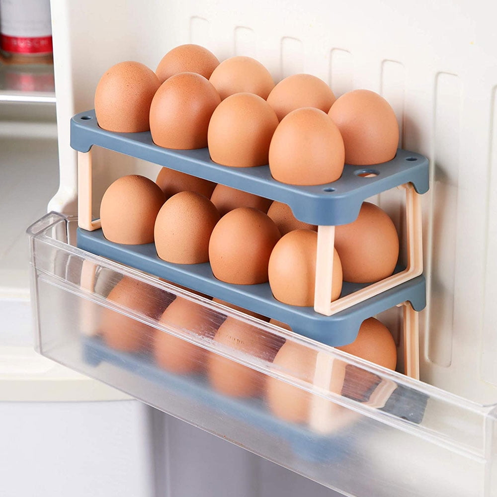 HapiLeap Egg Holder for Fridge Stores 30 Eggs Space Saver 1 Pack Stackable Egg Storage Container for Refrigerator Door 