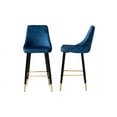 thumbnail image 4 of Baxton Studio Giada Contemporary Glam and Luxe Navy Blue Velvet Fabric and Dark Brown Finished Wood 2-Piece Bar Stool Set, 4 of 7
