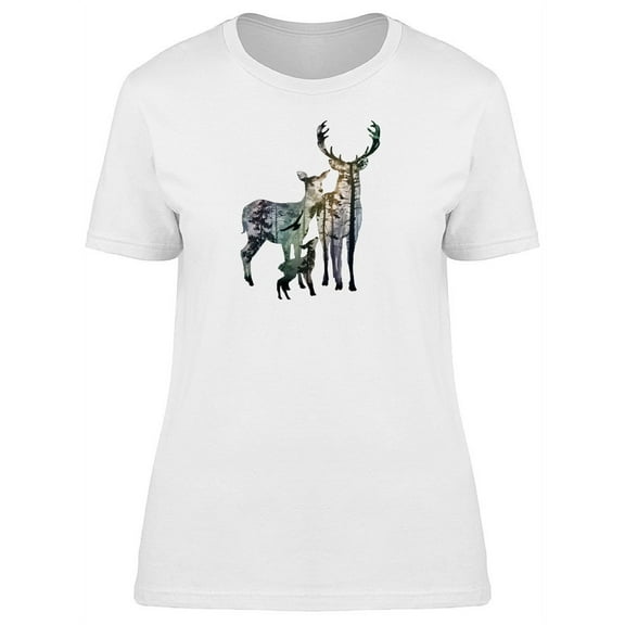 Silhouette Of Deer Family T-Shirt Women -Image by Shutterstock, Female x-Large