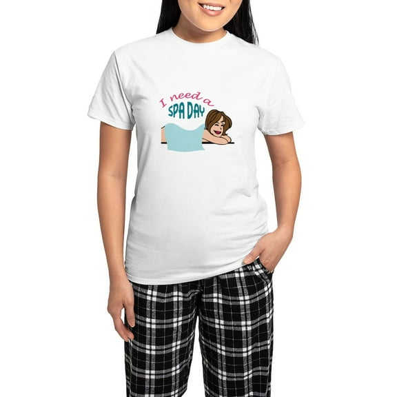 CafePress - I NEED A SPA DAY Pajamas - Women's Short Sleeve Print T-Shirt and Pants Light Cotton Pajama Set