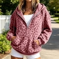 thumbnail image 2 of Leopard Print Hoodies for Women Quarter Zip Drawstring Long Sleeve Pullover Relaxed Fit Casual Trendy Y2k Sweatshirts With Kangaroo Pocket, 2 of 5