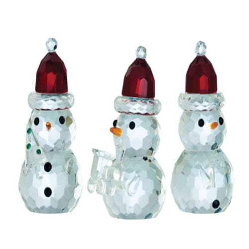 Galway Crystal Snowman Ornaments (3 Red Hats)