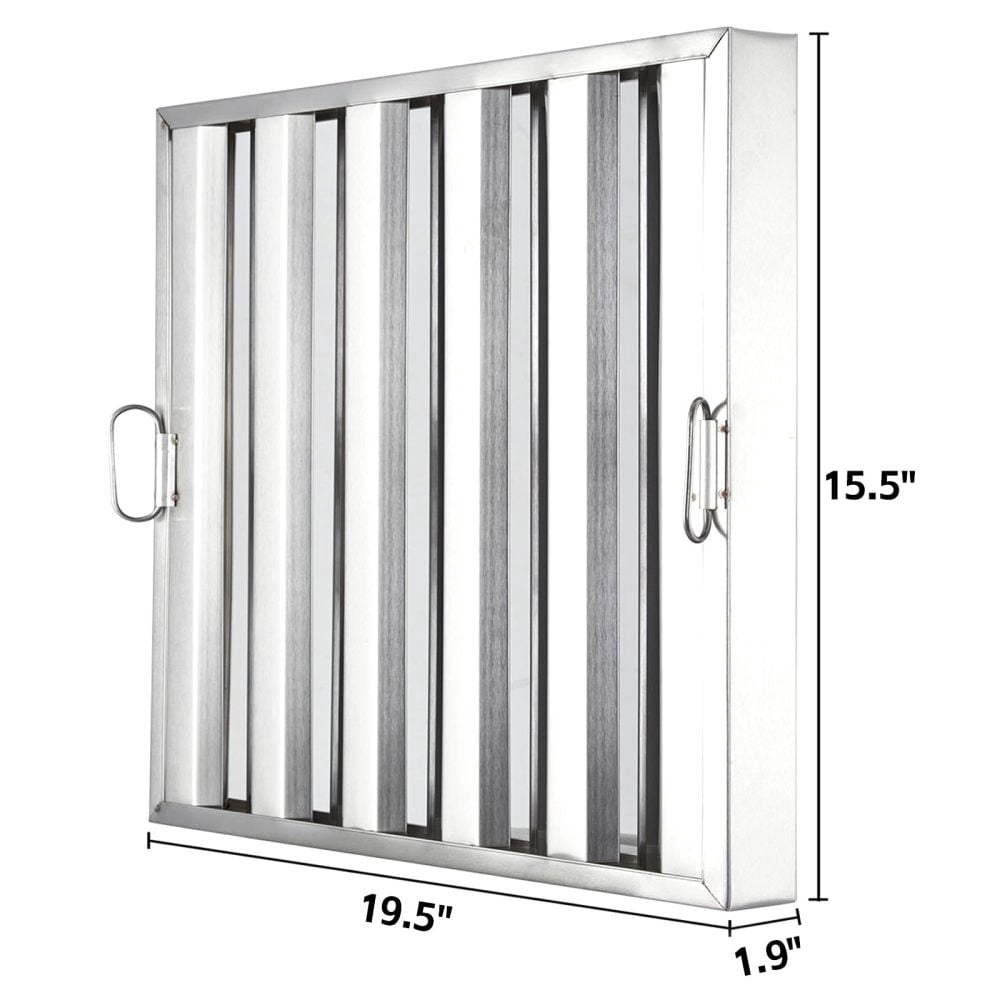 EastVita Commerical Hood Filters 19.5x15.5H Inch, 430 Stainless Steel 5 Grooves, Range Hood Filters for Restaurant Kitchen Exhaust Hoods, Pack of 6