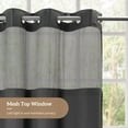 thumbnail image 5 of Barossa Design Waffle Weave Shower Curtain with Snap in Liner, Mesh Window, 71"W x 74"L, Graphite Grey, 5 of 6
