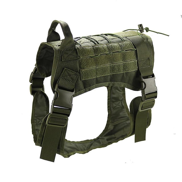 Arnés táctico para perros, asa de nailon, arnés de entrenamiento ajustable, chaleco de trabajo para mascotas (M) Verde
