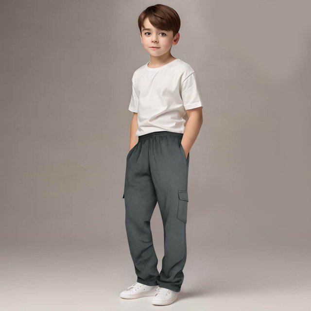 Cowsor Kids Solid Color Sweatpants Casual Elastic Waist Joggers Pants Comfort Loose Fit Athletic Pants Running Trousers