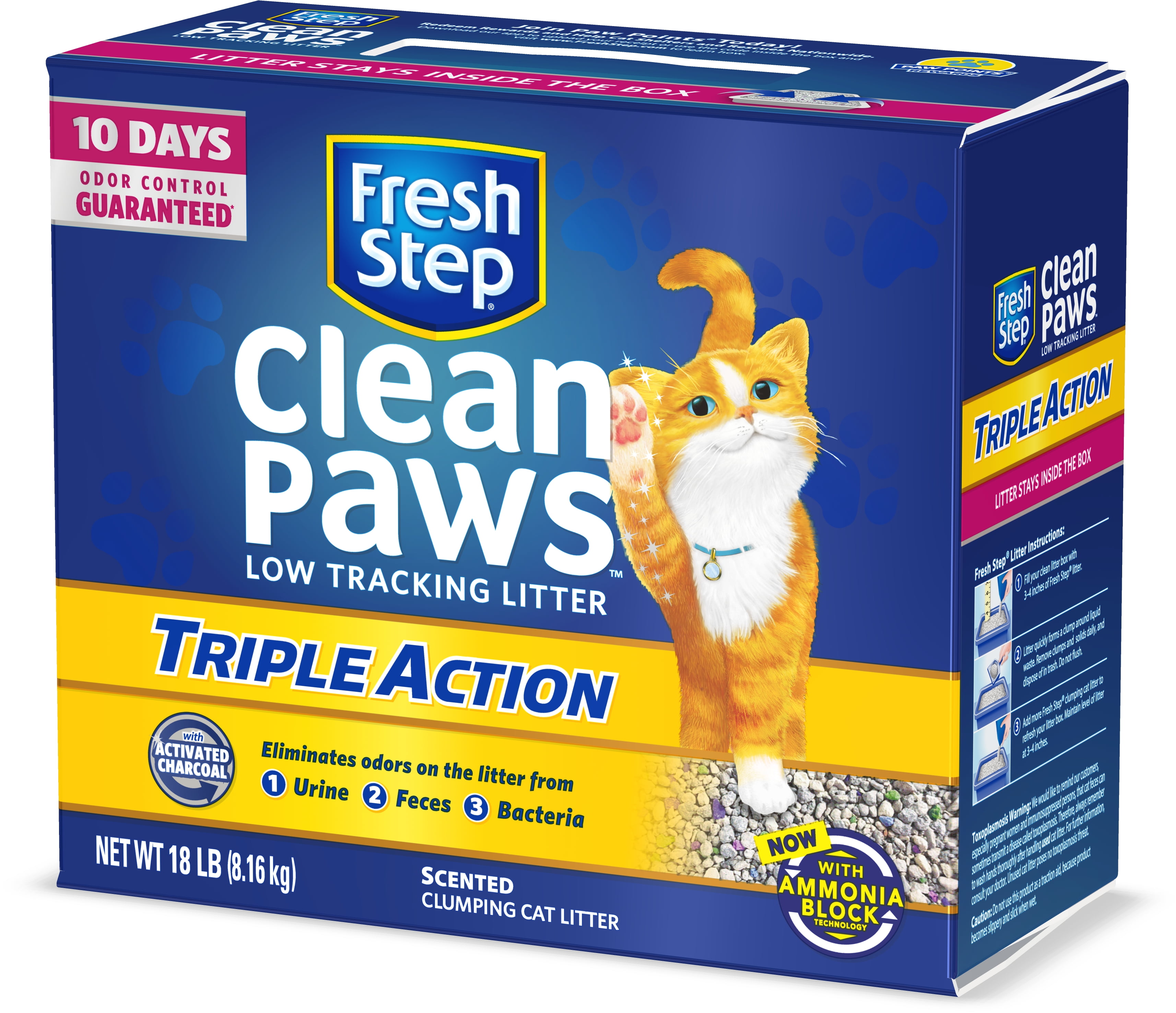 Fresh Step Clean Paws Triple Action Scented Litter, Clumping Cat Litter