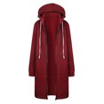 thumbnail image 4 of LEAVINGSUO Womens Coats Plus Size Clearance Women's Solid Color Jacket Thickening and Fleece and Winter Casual Zipper Long Sleeve Pocket Hooded Long Sweater Wine XXXL, 4 of 8