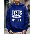 thumbnail image 3 of Boy's Casual Hoodies, JESUS SAVED MY LIFE Print Pullover Casual Long Sleeve Comfy Trendy Sweatshirt For Outdoor, 3 of 8