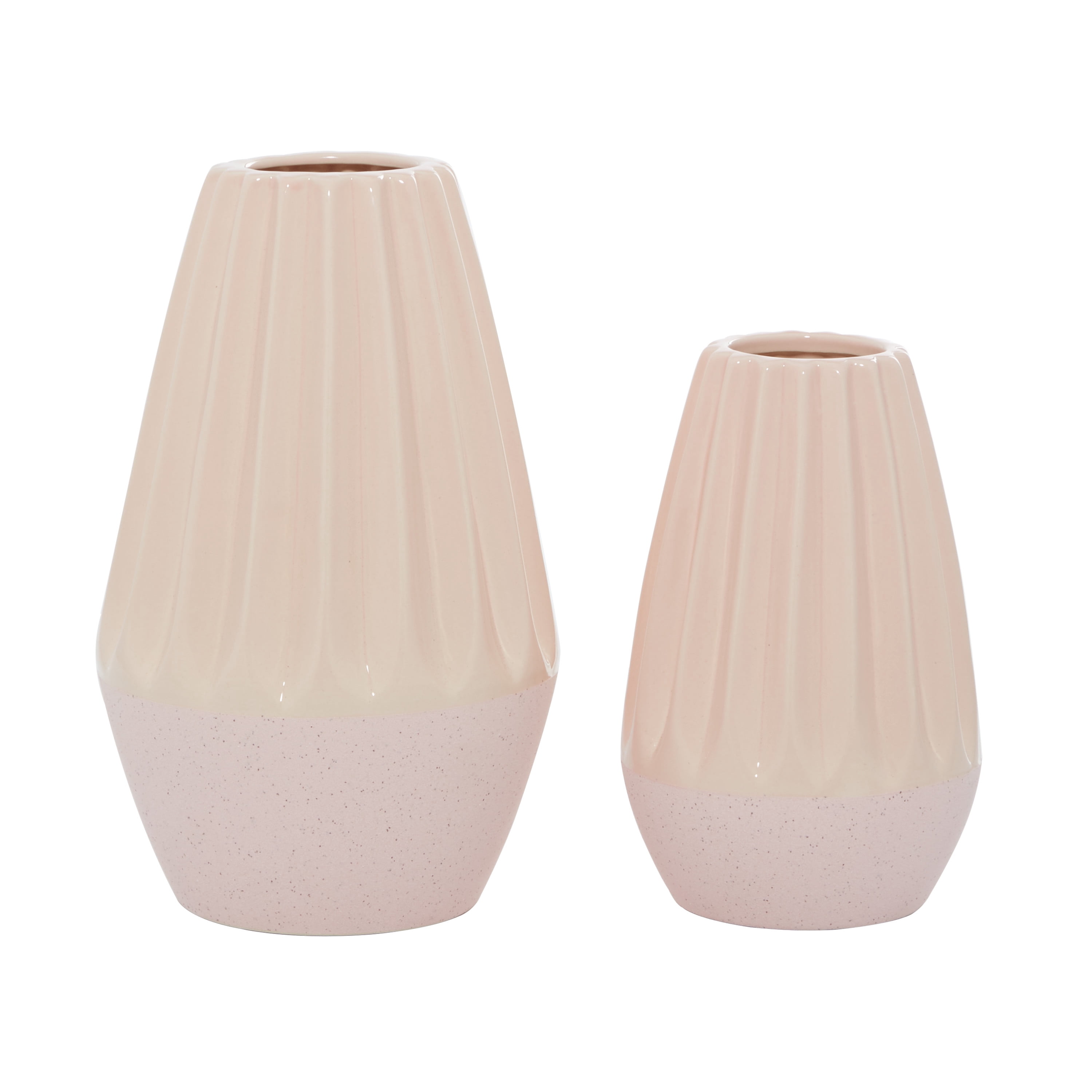 DecMode 11", 8"H Handmade Pink Ceramic Vase, Set of 2