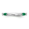 thumbnail image 3 of Sterling Silver Stackable Expressions Rhodium-plated Created Emerald Ring, 3 of 7