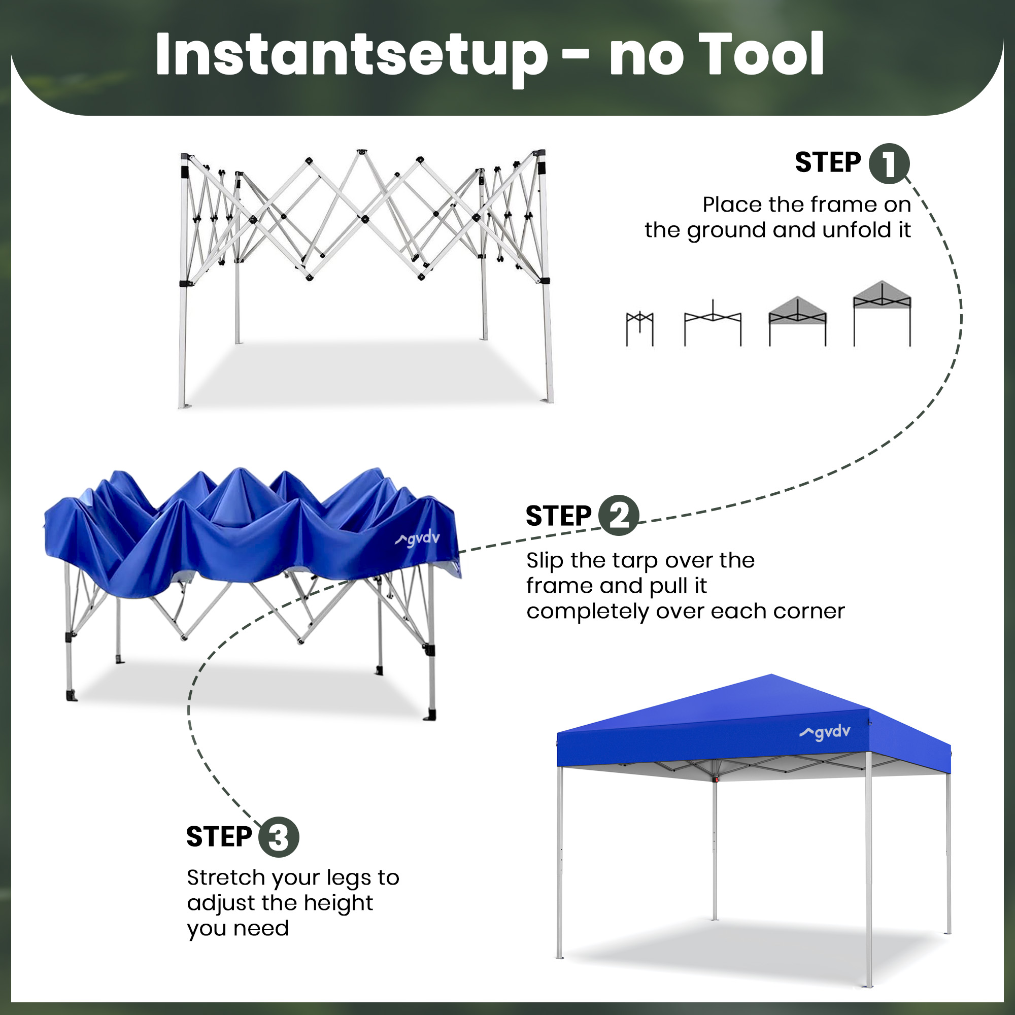 GVDV 10x10 Instant Pop-Up Canopy Tent, Blue photo 6