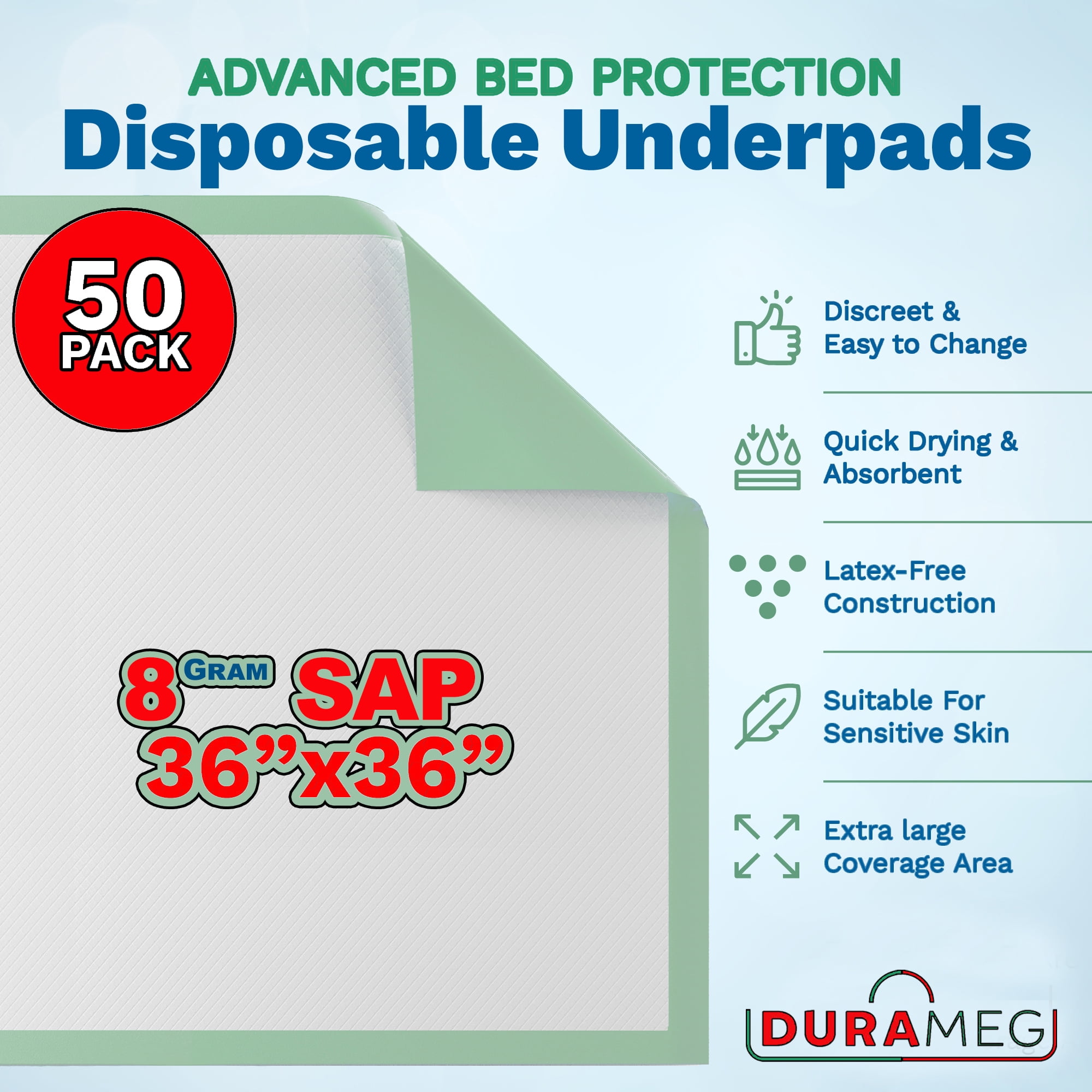 Pads Disposable [50-Pack] Underpads 23x36 Absorbent Fluff Protection for  Babies,Elderly,Pets - Incontinence Aids - North Brunswick, New Jersey, Facebook Marketplace
