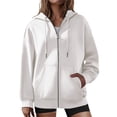 thumbnail image 2 of Sudadera con Capucha y Cremallera para Mujer, de Larga, Informal, con Capucha Crudo L, 2 of 8