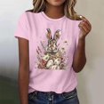 thumbnail image 2 of Mujeres de Manga Corta Tops Casual Nuevo Cuello Redondo Pascua, Ligera Camiseta de Poliéster Spandex, 2 of 4