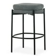 thumbnail image 3 of Bea White Two-Toned Linen Fabric Bar Stool with Black Wood Legs, 3 of 6