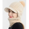 thumbnail image 2 of Women One Piece Slouchy Fleece Beanie Hats Scarf Mask Warm Winter Knitted Hat Thick Skull Ski Cap, 2 of 5