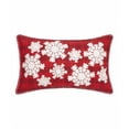 thumbnail image 1 of Peking Handicraft 31JES197C20OB Snowflakes Plaid Applique Embroidered Pillow, 1 of 1