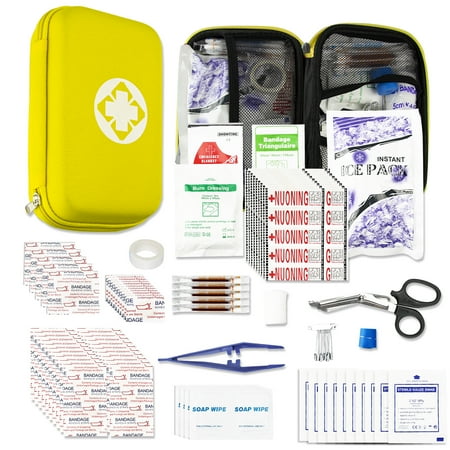 First Aid Kit Emergency Kit Camping Essentials Car-Home Yellow First-Aid Bag - 277 Piece Emergency Supplies Hiking First Aid Kit for Backpack Survival Kits for Disaster Preparedness YIDERBO