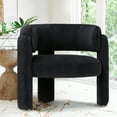 thumbnail image 3 of MALOL Modern Velvet Accent Chair, Upholstered Barrel Side Chair, Comfy Round Upholstered Arm Chair with 3 Legs for Living Room, Bedroom, Reading, Black, 3 of 15