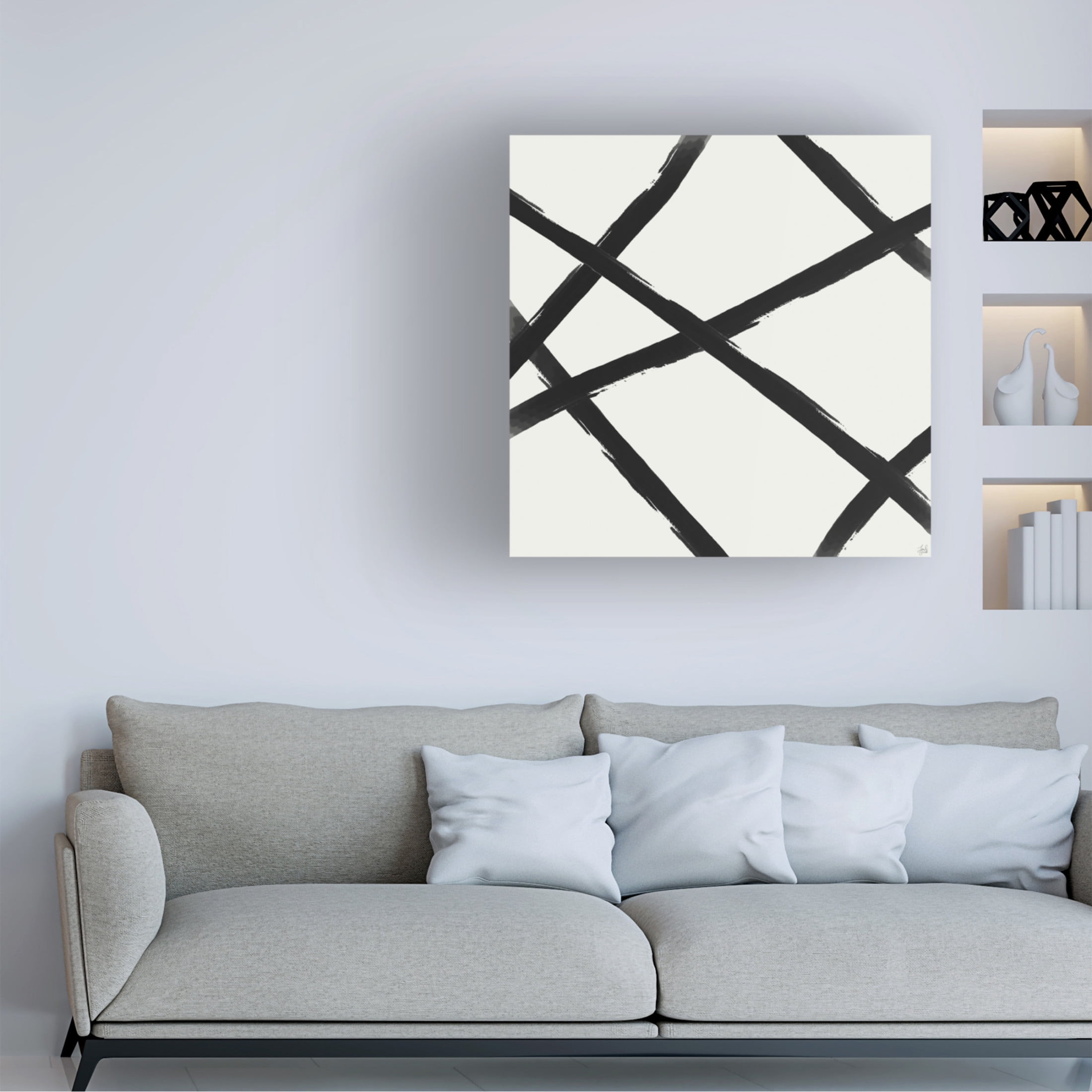 Canvas Wall Art - Line and Brush 'Straight Paint 2' Wall Art for Living Room, Bedroom, or Office Décor by Trademark Fine Art - 24 x 24 Inches