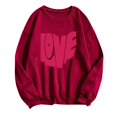 thumbnail image 2 of Xixinqiwan Valentine's Day Sweatshirt,Women 2025 Happy Valentine's Day Shirts Round Neck Casual Solid Slogan Long Sleeve Pullover Sweatshirt Tops, 2 of 4
