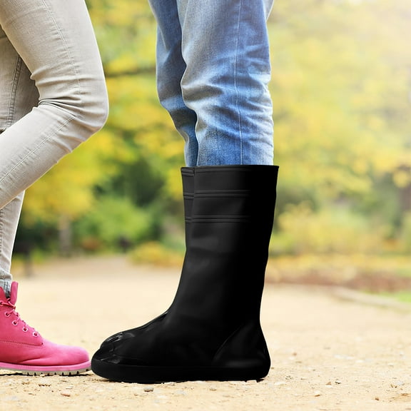 KONTONTY  Anti-slip Rain Shoe Covers Waterproof Garden Man Men and Women Black