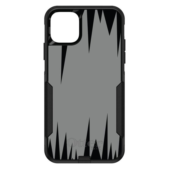 DistinctInk OtterBox Commuter Custom Case for Apple iPhone 15 (6.1" Screen) - Grey Black Spikes - Tempered Glass Back