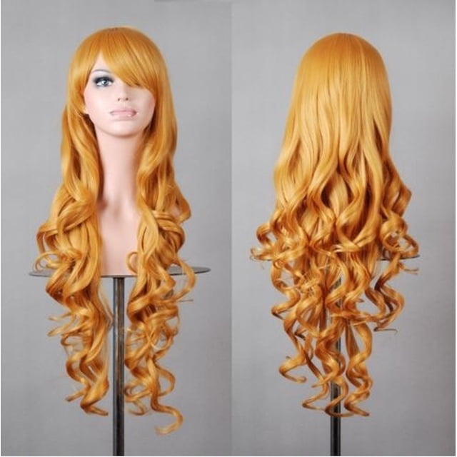 Nvzi Peluca de cabello rizado ondulado de temperamento medio (31.5 pulgadas, A132)