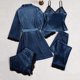 thumbnail image 5 of TaTaai Women's Velvet Pajamas Set, Four Piece Lounge Wear Suit, Elegant Soft Home Outfit, Cozy Christmas and Valentine's Day Sleepwear Gift, 5 of 5