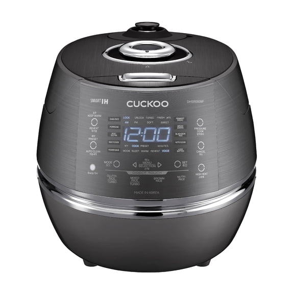 CUCKOO High Pressure Rice Cooker 6-Cup Uncooked / 12-Cup Cooked with Induction Heating Technology, Versatile Rice Maker with 23 Menu Options and Steam Plate, Voice Guide, Dark Gray (CRP-DHSR0609FD)