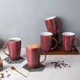 thumbnail image 6 of AmorArc Extra Large Coffee Mugs Set of 6, 20oz Ceramic Tall Coffee Mugs Set with Textured Geometric Patterns for Latte/Tea/Beer/Hot Cocoa, Dishwasher & Microwave Safe,Burgundy, 6 of 8