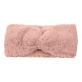 thumbnail image 3 of Women's Faux Fur Headband with Knot Design, Winter Warm Ear Warmer Headband, Soft Stretchable Head Wrap, Wide Knit Headband, Cold Weather Hair Accessory, Fashion Winter Headband - Light Pink, 3 of 9