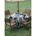 thumbnail image 4 of Outdoor Tablecloth with Umbrella Hole for Patio/Picnic/Party/Camping, Navy Blue Starfish Waterproof Table Cloth Square Cover Washable, Summer Coastal Modern Ocean (54"x 54"), 4 of 9