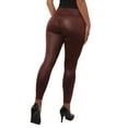 thumbnail image 6 of High Waist Scrunch Butt PU Faux Leather Leggings - Chocolate Brown, 6 of 9