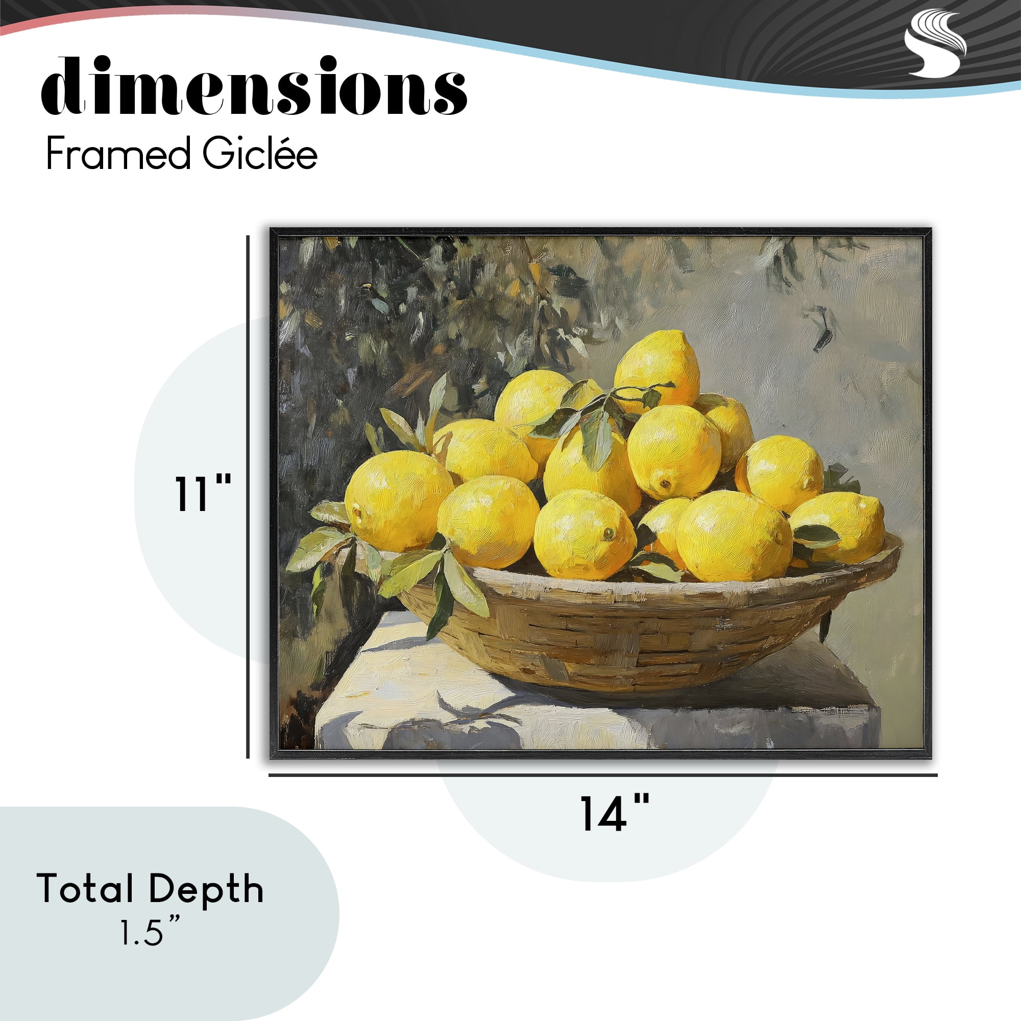 Stupell Industries Basket of Lemons in Sunlight Black Framed Giclee Art, design by Creative Studio
