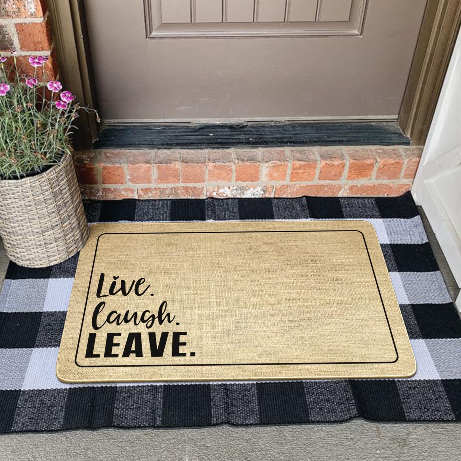 Funny Go Away Welcome Door Mats Outdoor,Live Laugh Leave Doormat, Cute Quick Drying Durable Low-Profile Rubber Backing Rug Indoor Entryway Front Porch Home Decor 30" x 17"