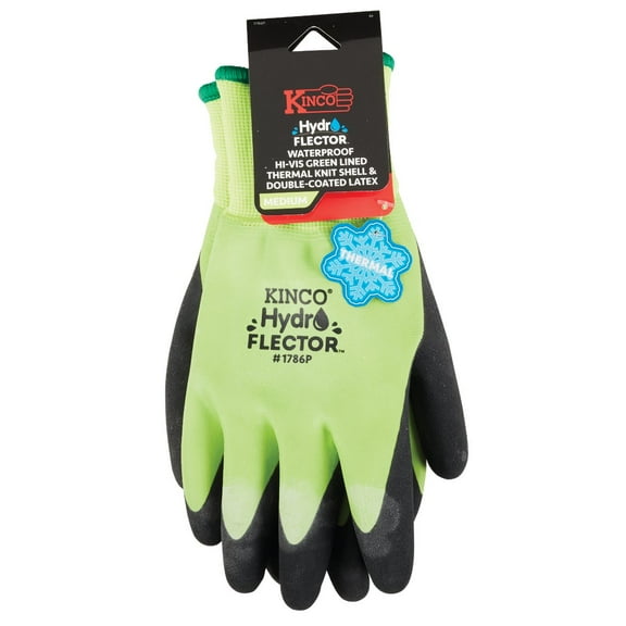 Kinco Hydroflector Men's Knit Wrist Cuff Waterproof Gloves Black/Green M 1 pair